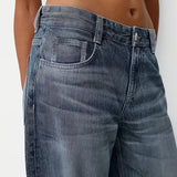 WOMEN New Plus-size Blue Casual Washed Denim Wide-leg Pants