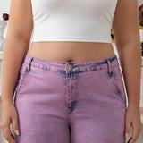 Oversized Bright Pink Washed Denim Cargo Pants