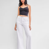 Women's High-Waisted White Wide-Leg Jeans