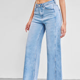 Women's High-Waisted Light Blue Wide-Leg Jeans
