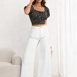 Women Essnce Wide-Leg Jeans, Casual And Chic, Suitable for Daily Wear