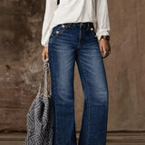 Women's High-Elastic Straight-Leg Full-Length Jeans