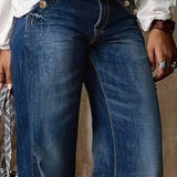 Women's High-Elastic Straight-Leg Full-Length Jeans