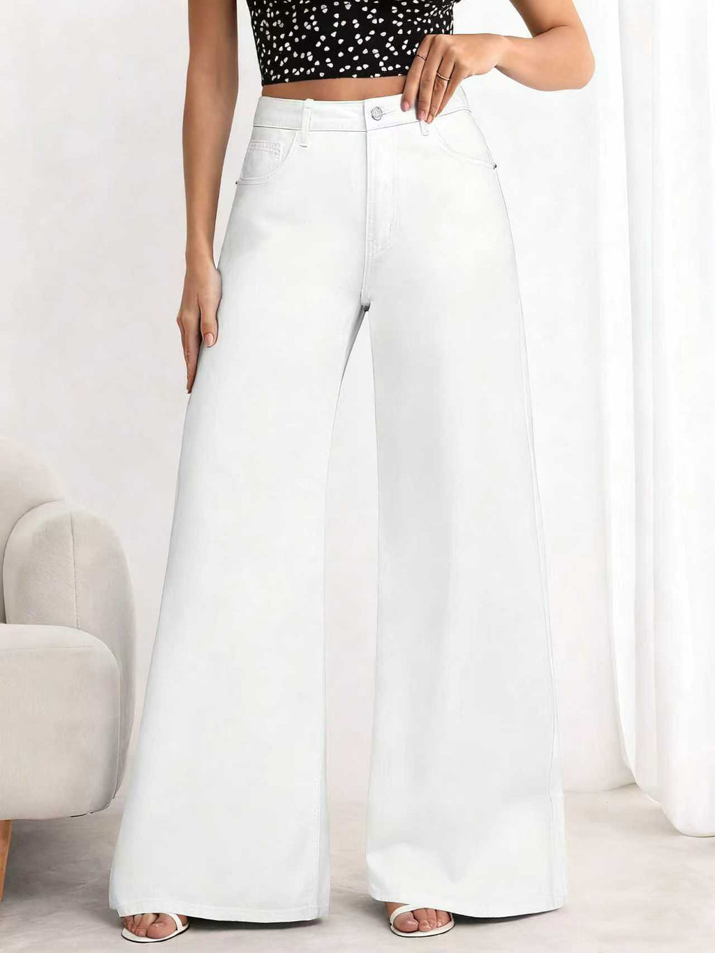 Women Essnce Wide-Leg Jeans, Casual And Chic, Suitable for Daily Wear