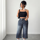 Women's Plus High Waisted Denim Culottes